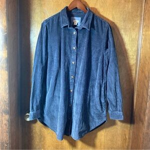 L.L. Bean Womens Blue Corduroy Shirt Jacket 100% Cotton Size M Shacket Outdoors